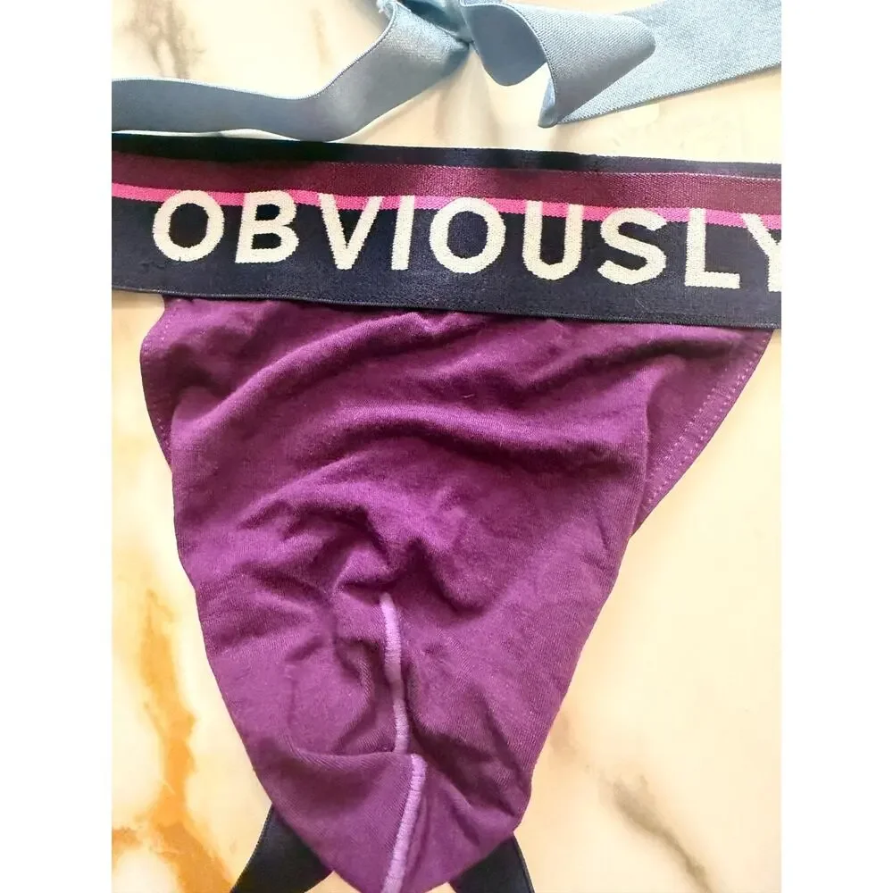 NEW Set Of 3 Obviously Apparel Mens PrimeMan Jockstrap Blue Purple Size Large